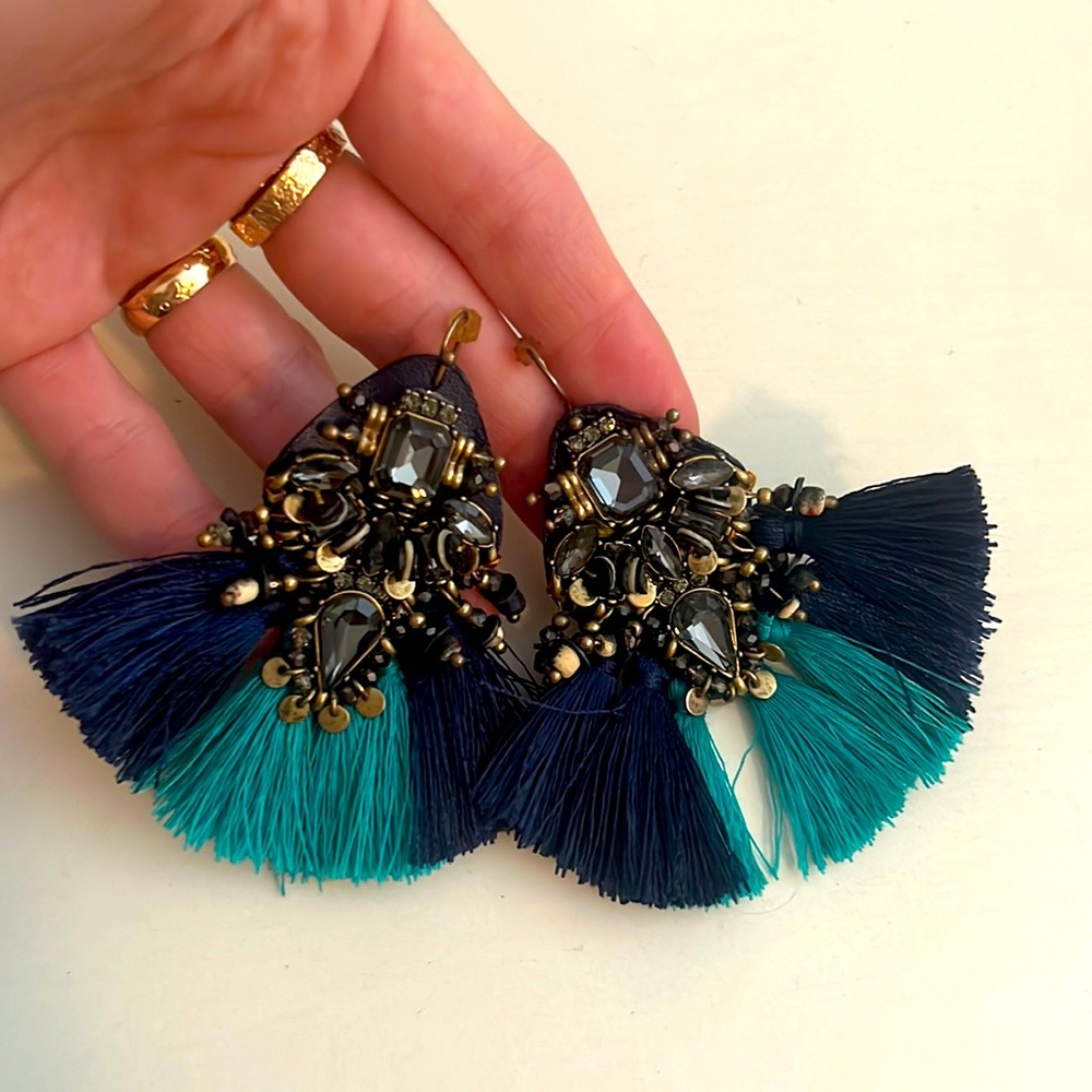Anthropologie blue/teal statement earrings